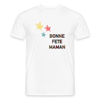 BONNE FÊTE. FÊTE DES MÈRES. FÊTE DES PÈRES. FÊTE - T-shirt homme - blanc - Devant - AI Model Male 178 dark (178cm)
