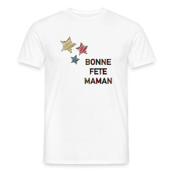 BONNE FÊTE. FÊTE DES MÈRES. FÊTE DES PÈRES. FÊTE - T-shirt homme - blanc - Devant - AI Model Male 178 dark (178cm)