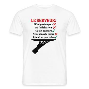 Le serveur n'est pas ton pote - T-shirt homme - blanc - Devant - AI Model Male 178 dark (178cm)