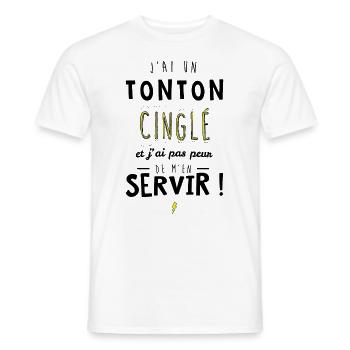 J'ai un tonton cinglé et je peux m'en servir - T-shirt homme - blanc - Devant - AI Model Male 178 dark (178cm)