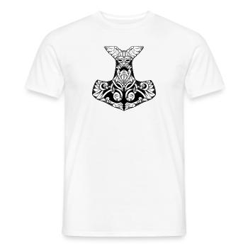 Mjollnir, marteau Viking légendaire dotwork tattoo - T-shirt homme - blanc - Devant - AI Model Male 178 dark (178cm)