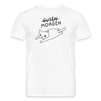 Guten Morgen - Katze Morgenmuffel Langschläfer - Männer T-Shirt - Weiß - Vorne - AI Model Male 178 dark (178cm)