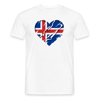 Drapeau de l’Islande Coeur Drapeau islandais Aspect utilisé - T-shirt homme - blanc - Devant - AI Model Male 178 dark (178cm)