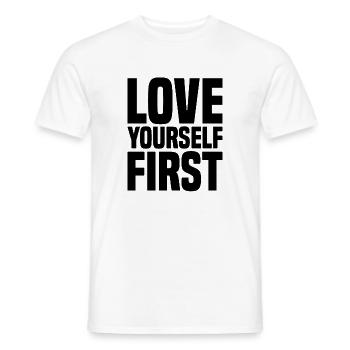 Love Yourself First - Men's T-Shirt - white - Front - AI Model Male 178 dark (178cm)