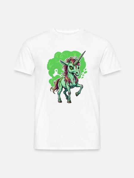 Zombie Einhorn Illustration - Männer T-Shirt - Weiß