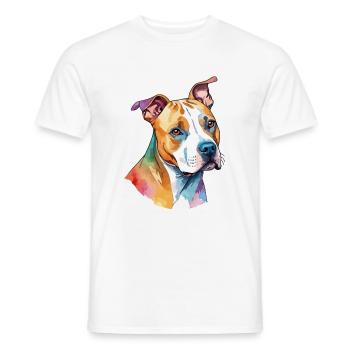 American Staffordshire Terrier Wasserfarben - Männer T-Shirt - Weiß - Vorne - AI Model Male 178 dark (178cm)