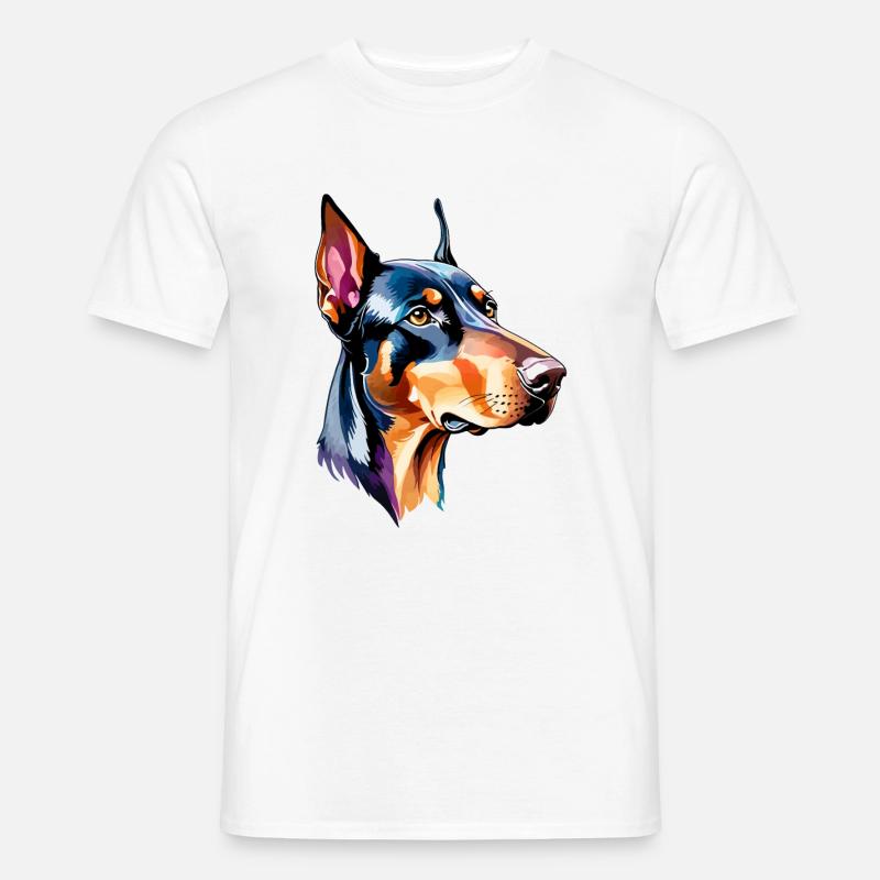 Dobermann Wasserfarben - Männer T-Shirt - Weiß