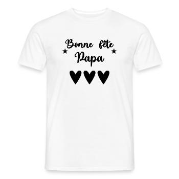 PAPA. FÊTE DES PÈRES. BONNE FÊTE PAPA. BONNE FÊTE - T-shirt homme - blanc - Devant - AI Model Male 178 dark (178cm)
