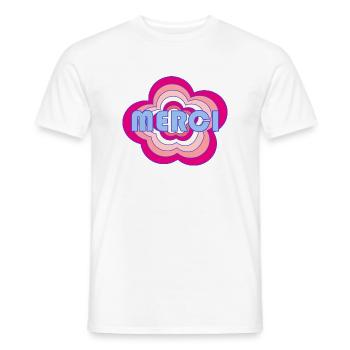 MERCI. MAÎTRESSE. MAÎTRE. MERCI MAÎTRESSE - T-shirt homme - blanc - Devant - AI Model Male 178 dark (178cm)