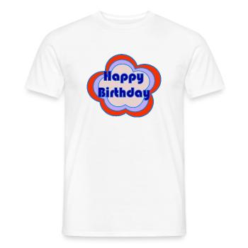 JOYEUX ANNIVERSAIRE. HAPPY BIRTHDAY. ANNIVERSAIRE. - T-shirt homme - blanc - Devant - AI Model Male 178 dark (178cm)