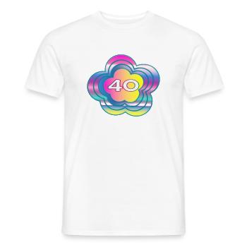 40 YEARS. 40th ANNIVERSARY. BIRTHDAY 40 YEARS. 40 - Men's T-Shirt - white - Front - AI Model Male 178 dark (178cm)