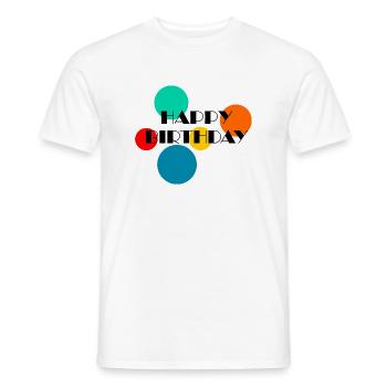 HAPPY BIRTHDAY. HAPPY BIRTHDAY. ANNIVERSARY. - Men's T-Shirt - white - Front - AI Model Male 178 dark (178cm)