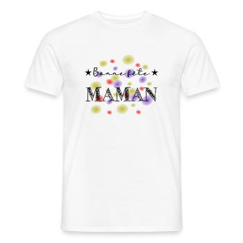 BONNE FÊTE MAMAN. MAMAN. FÊTE DES MÈRES. FÊTE - T-shirt homme - blanc - Devant - AI Model Male 178 dark (178cm)