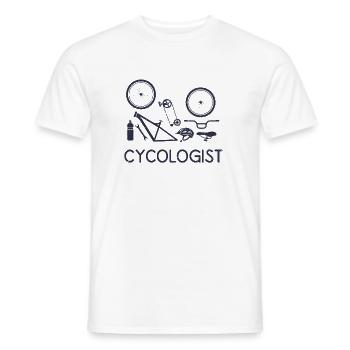 Cycologist bicycle bike bicycle wheel racing bike racing - Men's T-Shirt - white - Front - AI Model Male 178 dark (178cm)