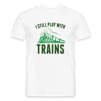 Ich spiele immer noch mit Zügen - Männer T-Shirt - Weiß - Vorne - AI Model Male 178 dark (178cm)
