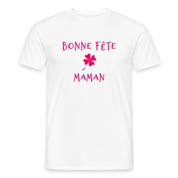 MAMAN. FÊTE DES MÈRES. BONNE FÊTE MAMAN. FÊTE - T-shirt homme - blanc - Devant - AI Model Male 178 dark (178cm)