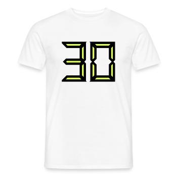 30. 30 YEARS. 30TH ANNIVERSARY. BIRTHDAY 30 YEARS. - Men's T-Shirt - white - Front - AI Model Male 178 dark (178cm)