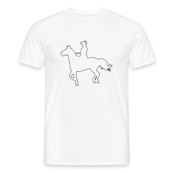 Horse with Traditional Rider Oneline Minimal - Men's T-Shirt - white - Front - AI Model Male 178 dark (178cm)