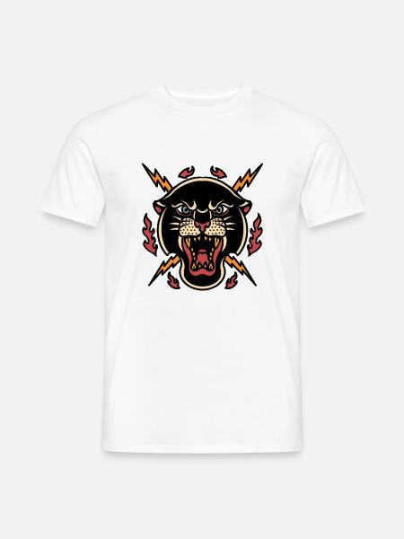 Panther Berglöwe Blitze Super Tattoo Design - Männer T-Shirt - Weiß