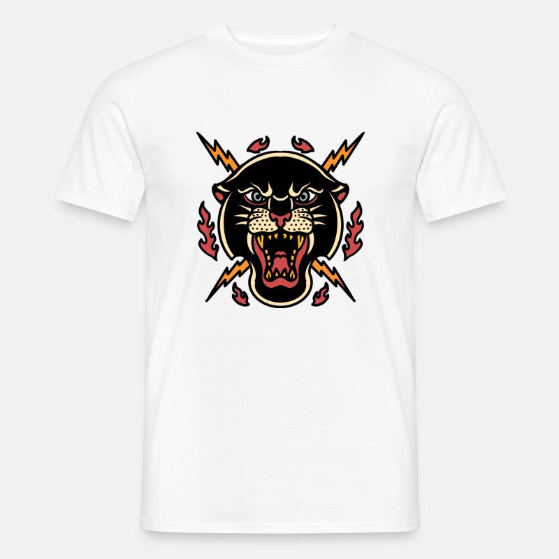 Panther Berglöwe Blitze Super Tattoo Design - Männer T-Shirt - Weiß