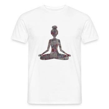 Meditierende Frau in rotem Farbverlauf - Männer T-Shirt - Weiß - Vorne - AI Model Male 178 dark (178cm)