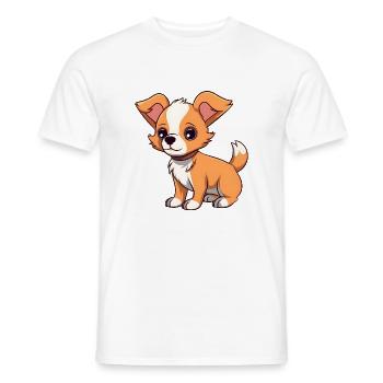 Cute puppy with big eyes - Men's T-Shirt - white - Front - AI Model Male 178 dark (178cm)