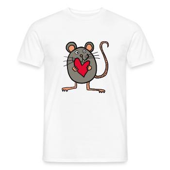 Mouse with heart - Men's T-Shirt - white - Front - AI Model Male 178 dark (178cm)
