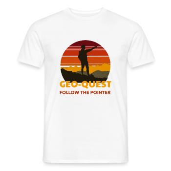Geo-Quest Follow The Pointer Geocaching - Men's T-Shirt - white - Front - AI Model Male 178 dark (178cm)