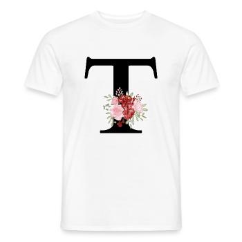 Red Floral T Letter - Men's T-Shirt - white - Front - AI Model Male 178 dark (178cm)