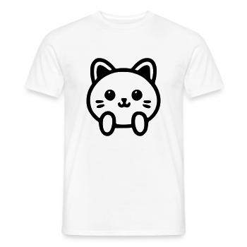 Tete de chat mignon - T-shirt homme - blanc - Devant - AI Model Male 178 dark (178cm)