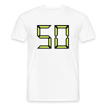 50. 50 JAHRE. 50-jähriges Jubiläum. GEBURTSTAG 50 JAHRE. - Männer T-Shirt - Weiß - Vorne - AI Model Male 178 dark (178cm)