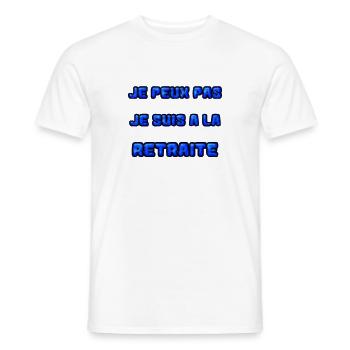 RETRAITE. RETRAITE. RETRAITEE. RETRAITE - T-shirt homme - blanc - Devant - AI Model Male 178 dark (178cm)