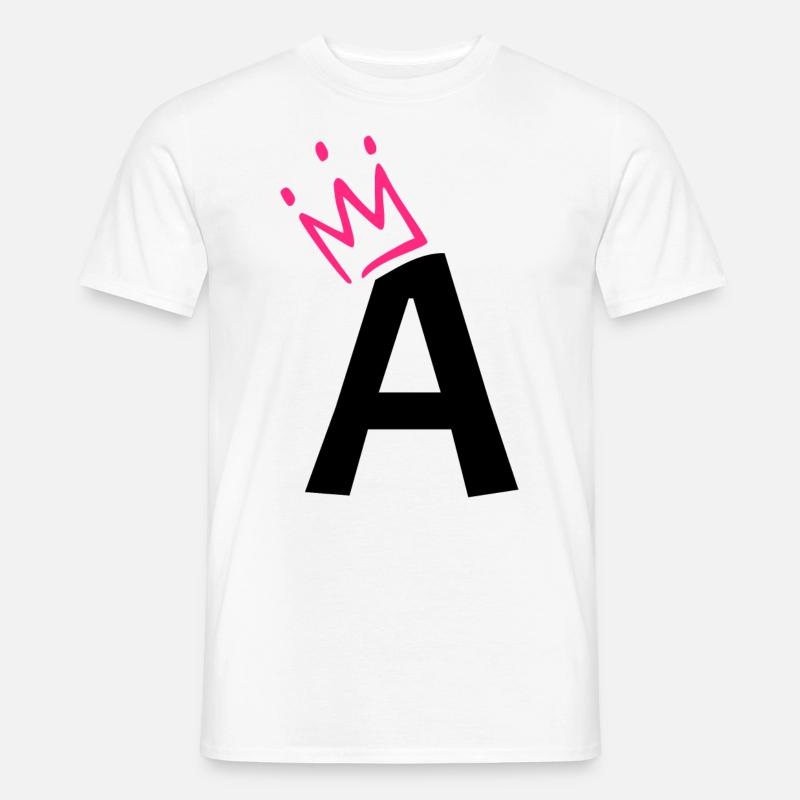 Buchstabe A mit Krone - Männer T-Shirt - Weiß