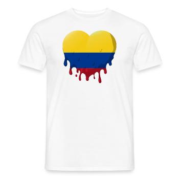 Drapeau Colombie Cœur Drapeau colombien - T-shirt homme - blanc - Devant - AI Model Male 178 dark (178cm)