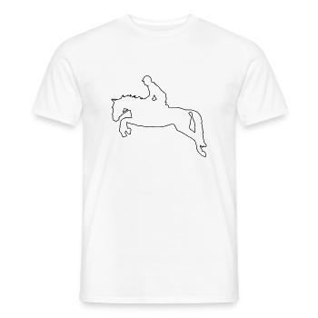 Cheval cabré dans un design à une ligne - T-shirt homme - blanc - Devant - AI Model Male 178 dark (178cm)