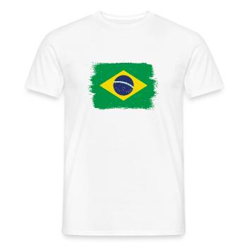 Brésil Drapeau Brésilien Drapeau Amérique du Sud - T-shirt homme - blanc - Devant - AI Model Male 178 dark (178cm)