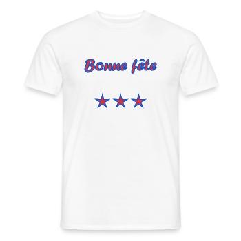 BONNE FÊTE. FÊTE DES MÈRES. FÊTE DES PÈRES. FÊTE - T-shirt homme - blanc - Devant - AI Model Male 178 dark (178cm)