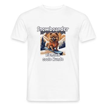 Pomeranian Snowboarder - Snowboardhund - Männer T-Shirt - Weiß - Vorne - AI Model Male 178 dark (178cm)