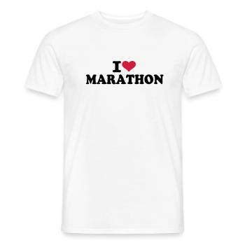 I love Marathon - Mænd T-shirt - hvid - Foran - AI Model Male 178 dark (178cm)
