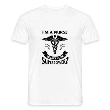Je suis une infirmière, quelle est ta superpuissance - Care - T-shirt homme - blanc - Devant - AI Model Male 178 dark (178cm)