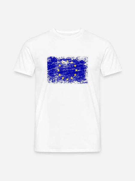 Europa Fahne Vintage Used Look EU Europäer - Männer T-Shirt - Weiß