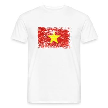 Vietnam flag used look vintage travel vacation trip - Men's T-Shirt - white - Front - AI Model Male 178 dark (178cm)