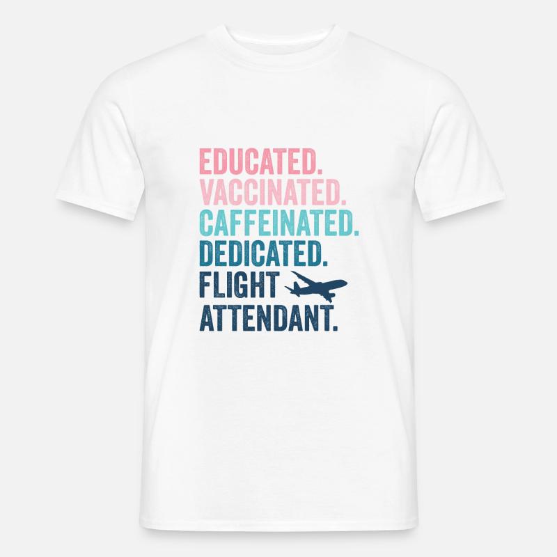 Flugbegleiter Stewardess Flight Attendant - Männer T-Shirt - Weiß