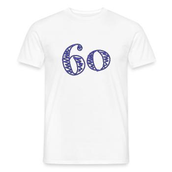 60 YEARS. 60TH ANNIVERSARY. BIRTHDAY 60 YEARS. 60 - Men's T-Shirt - white - Front - AI Model Male 178 dark (178cm)
