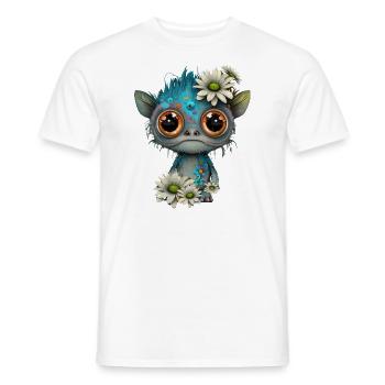 Niedlicher Alien mit Margeriten - Männer T-Shirt - Weiß - Vorne - AI Model Male 178 dark (178cm)