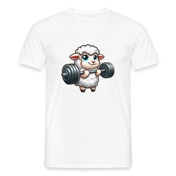 Sheep Lamb Weightlifting Workout - Men's T-Shirt - white - Front - AI Model Male 178 dark (178cm)