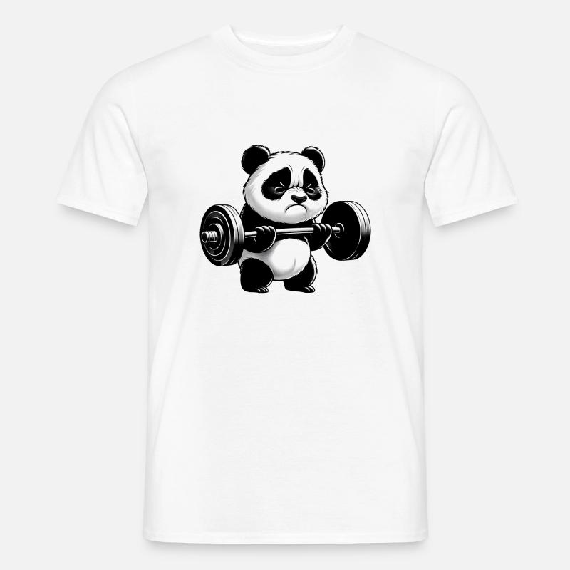 Lustiger Panda beim Krafttraining - Männer T-Shirt - Weiß