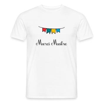 MAÎTRE. MERCI. MERCI MAÎTRE. CADEAU MAÎTRE - T-shirt homme - blanc - Devant - AI Model Male 178 dark (178cm)