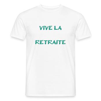 RETRAITE. RETRAITE. RETRAITEE. SENIOR. MAMIE. PAPY - T-shirt homme - blanc - Devant - AI Model Male 178 dark (178cm)