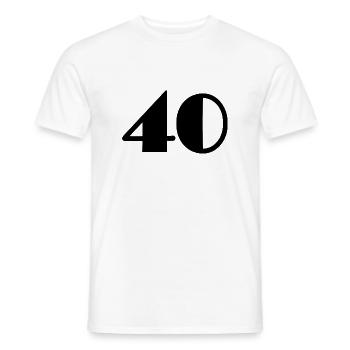 40 YEARS. 40th ANNIVERSARY. BIRTHDAY 40 YEARS. 40 - Men's T-Shirt - white - Front - AI Model Male 178 dark (178cm)